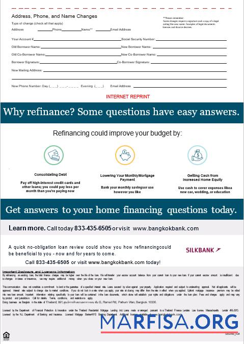 Blank Thailand Bangkok bank mortgage statement in Word and PDF formats, 3 pages 3 sample